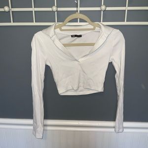Collared Long Sleeve Crop